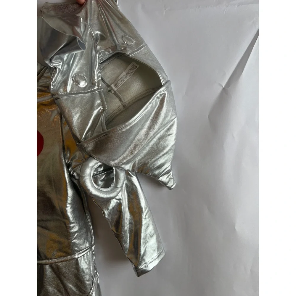 Wizard of Oz Tin Man Kids Costume Metallic Silver Jumpsuit Halloween Medium 8-10